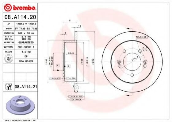 BREMBO 08.A114.21