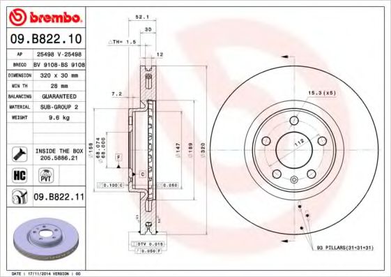 BREMBO 09.B822.10